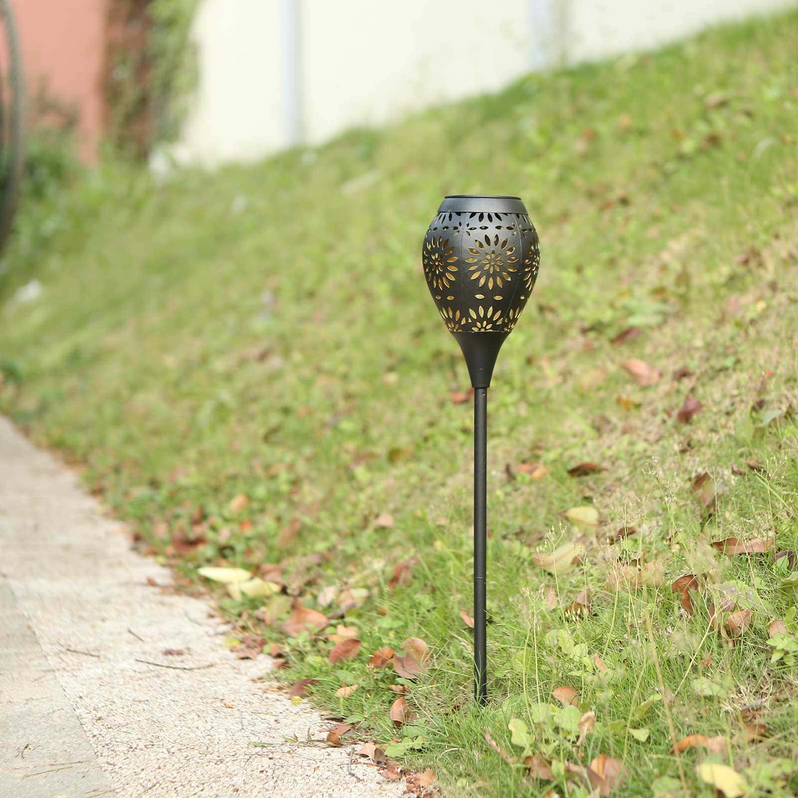 Solar Light Stake "Vintage Black Metal Lantern"