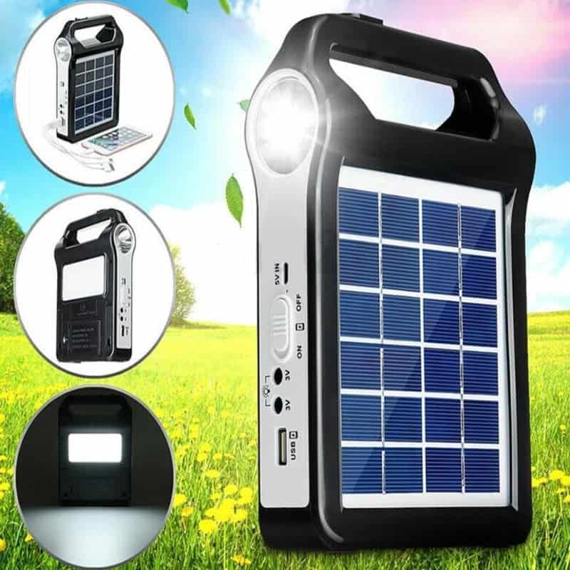 Solar Charger Usb Rechargeable Portable With Led Lamp