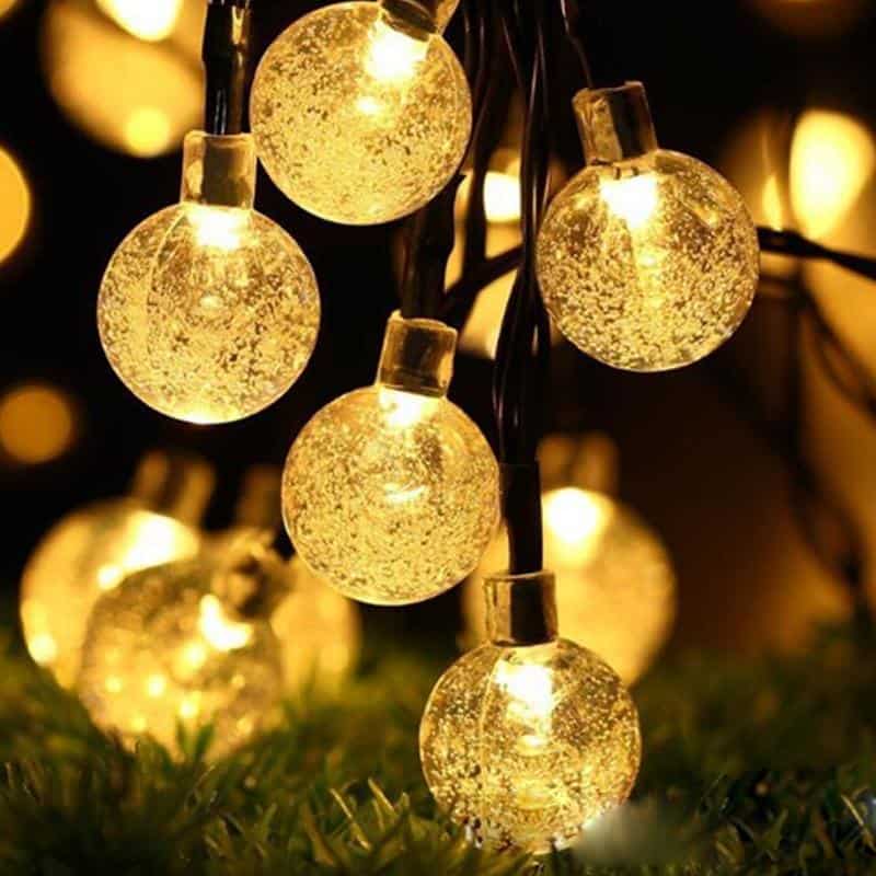 Solar String Lights Yellow Led 30 Bubble Balls