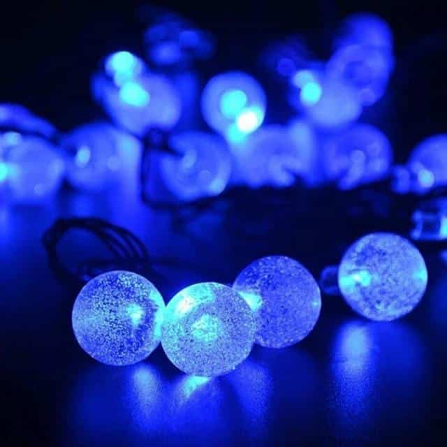 Solar String Lights Blue 20 Bubble Balls