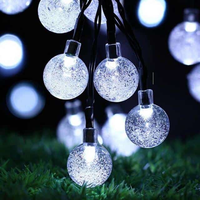 Solar String Lights White Led 30 Bubble Balls