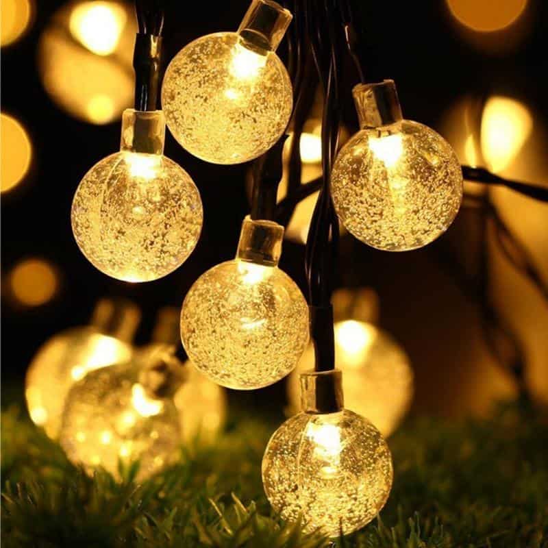 Solar String Lights 20 Yellow Bubble Balls